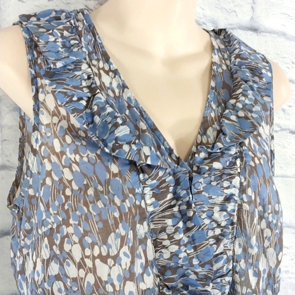 Ann Taylor Top Ruffles Sleeveless Button Down Sz 6P - Picture 2 of 5
